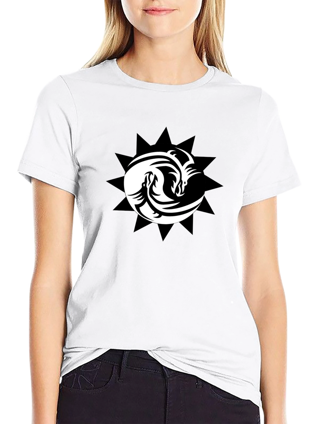 Yin Yang Dragons Black T-Shirt