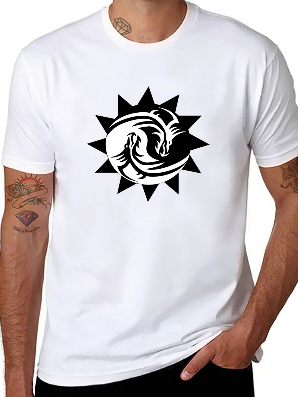Yin Yang Dragons Black T-Shirt