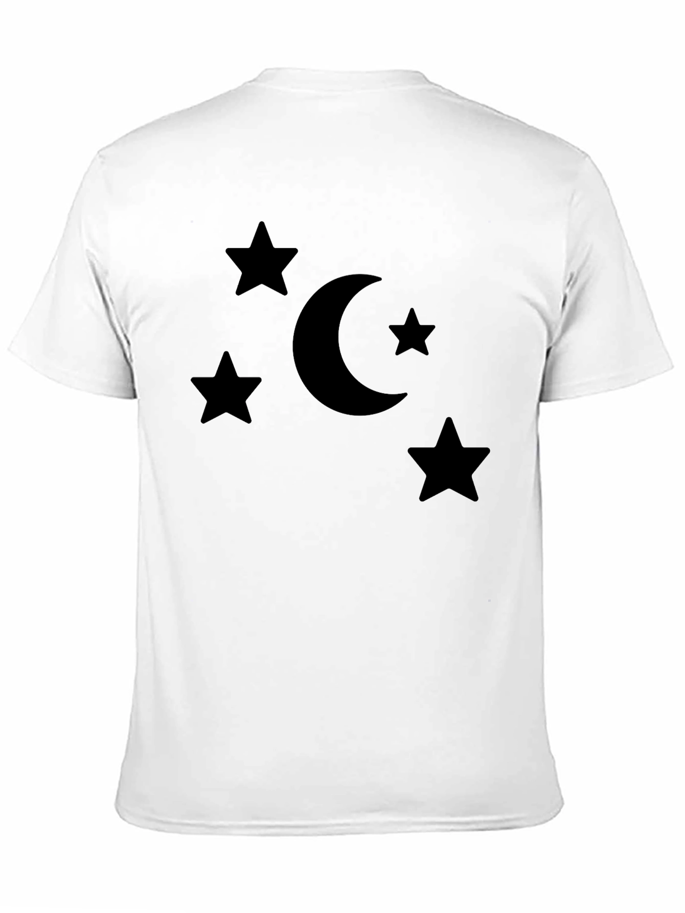 Stars and Moon Graphic Tee - Black Cotton Blend