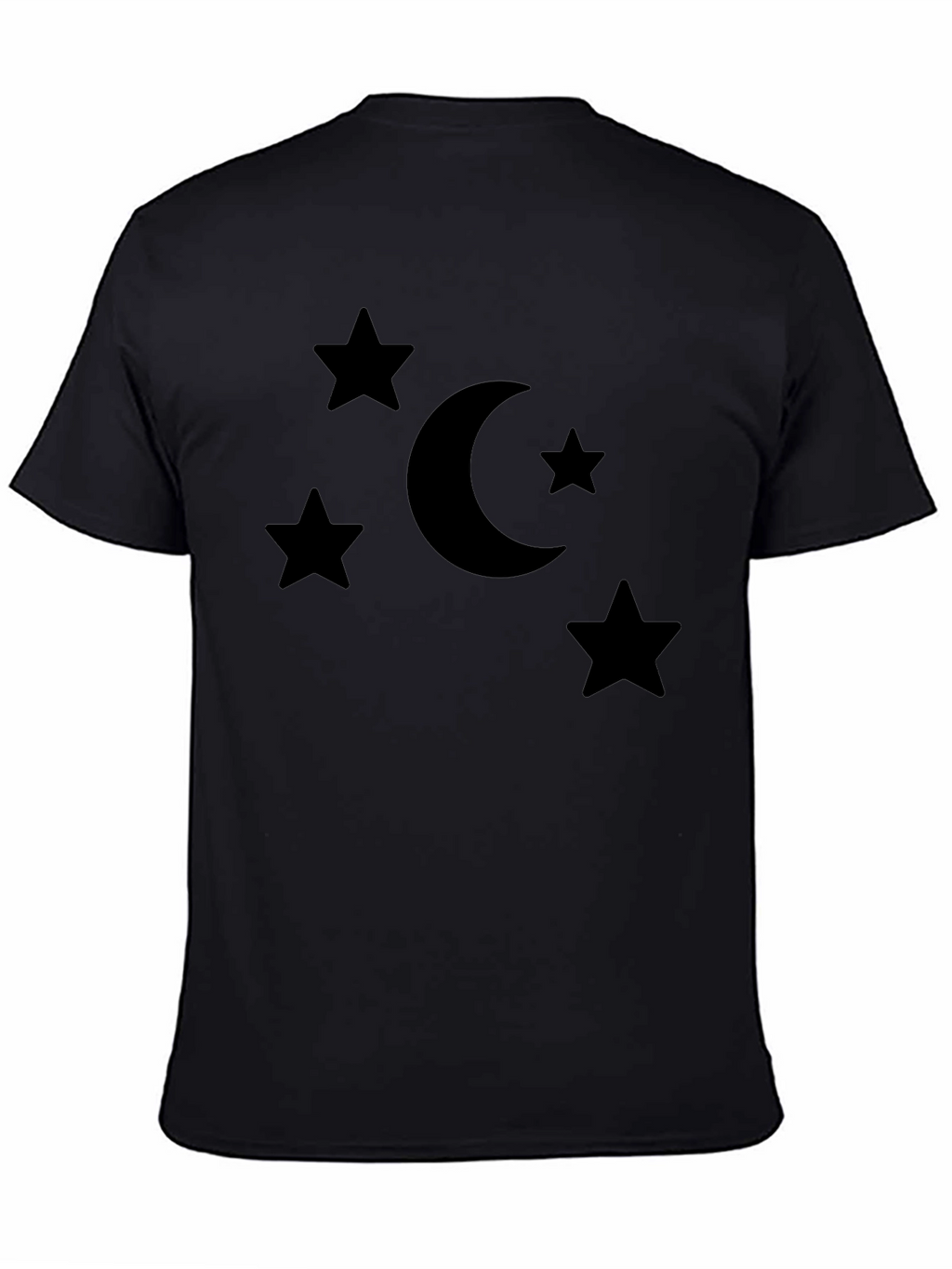 Stars and Moon Graphic Tee - Black Cotton Blend