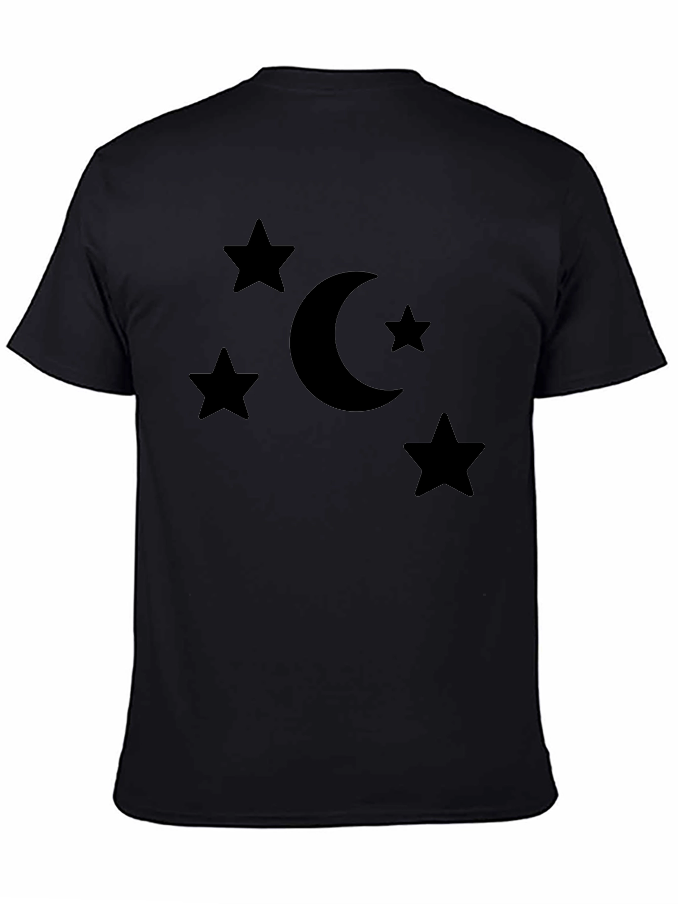Stars and Moon Graphic Tee - Black Cotton Blend