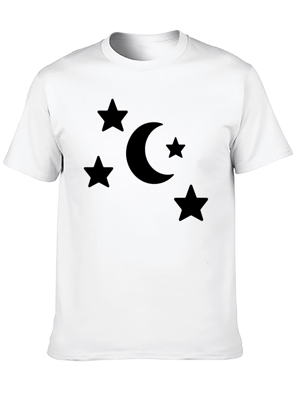 Stars and Moon Graphic Tee - Black Cotton Blend