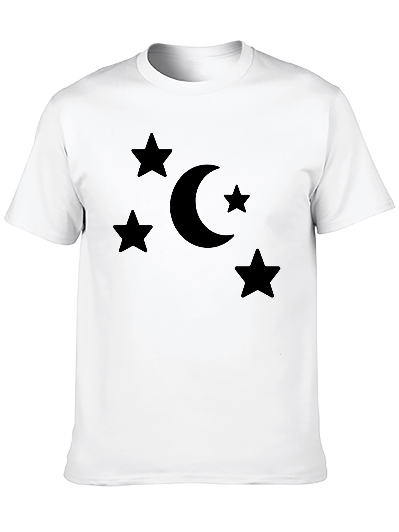 Stars and Moon Graphic Tee - Black Cotton Blend