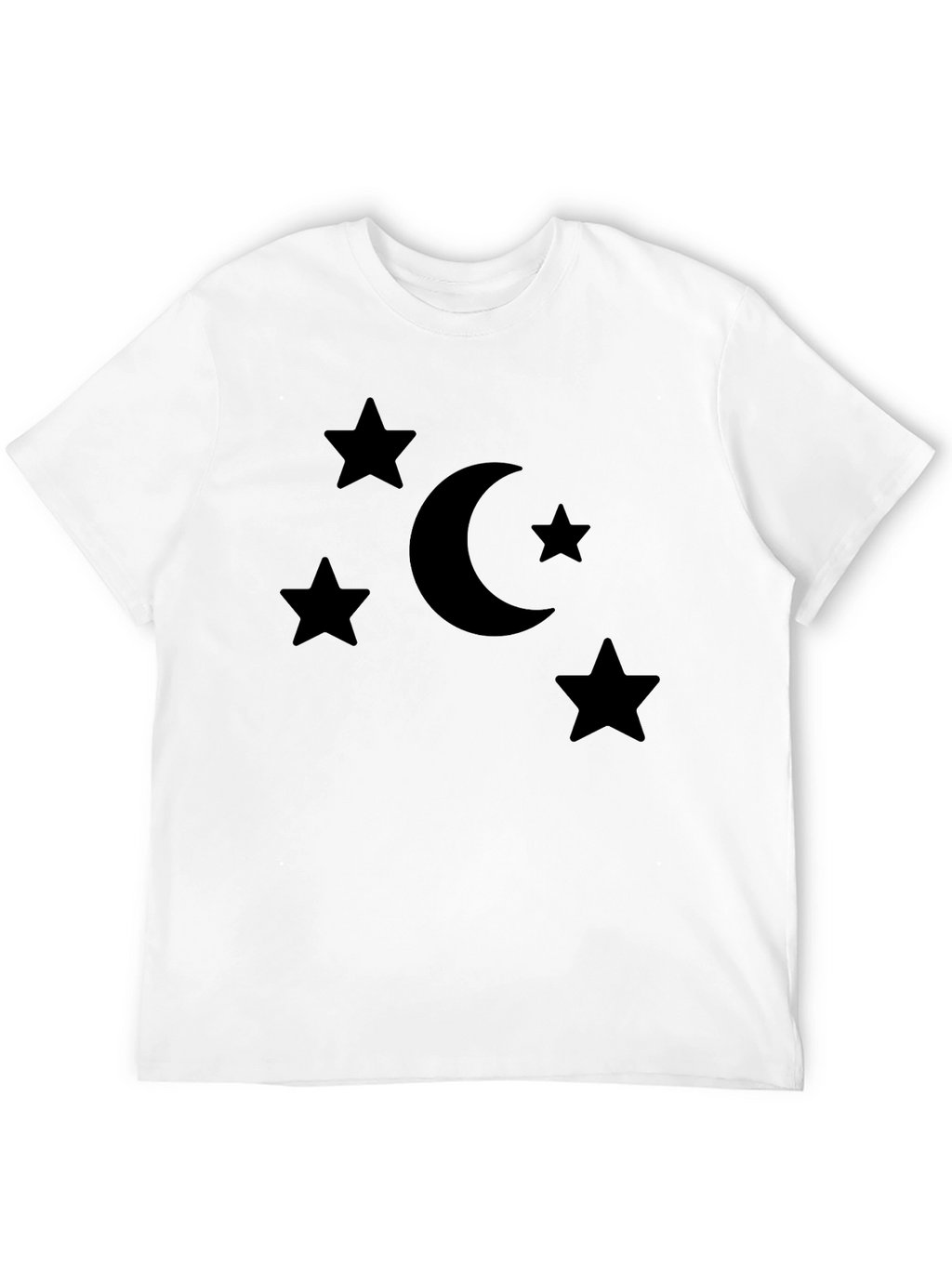 Stars and Moon Graphic Tee - Black Cotton Blend
