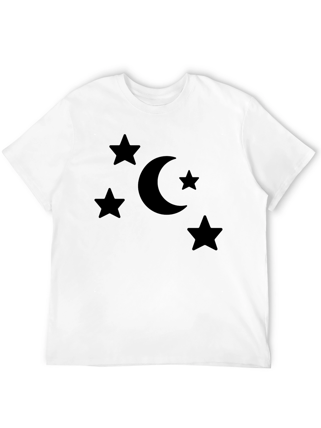 Stars and Moon Graphic Tee - Black Cotton Blend