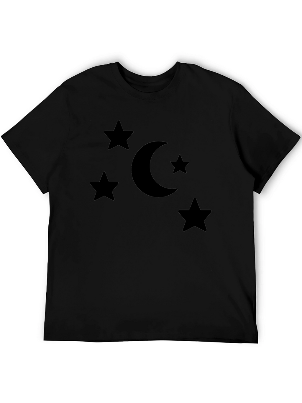 Stars and Moon Graphic Tee - Black Cotton Blend