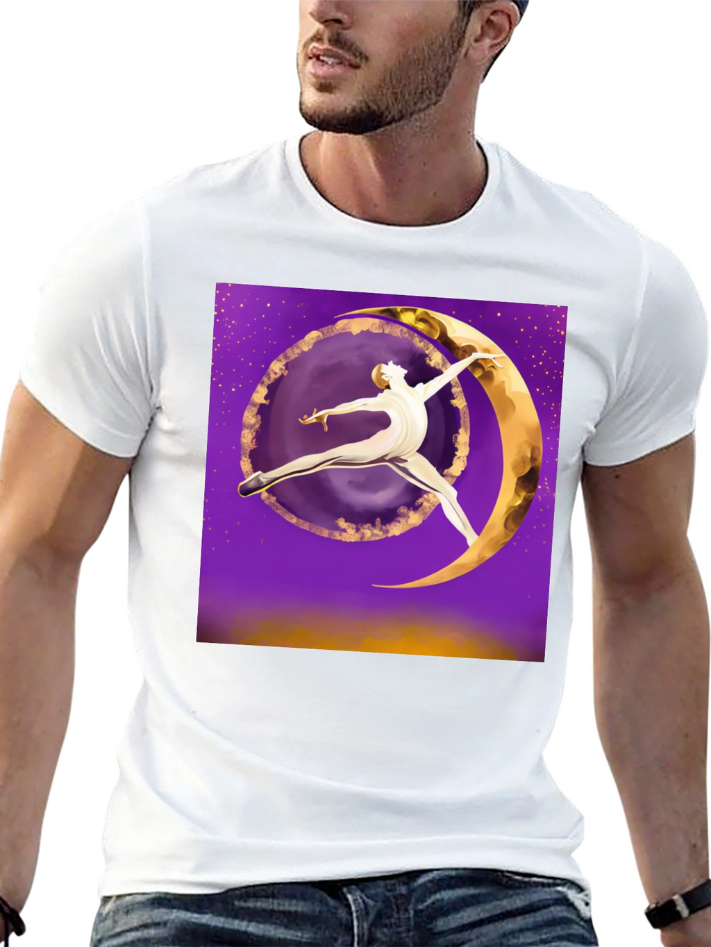 Celestial Dancer Graphic Tee - Unique Moon Art T-Shirt