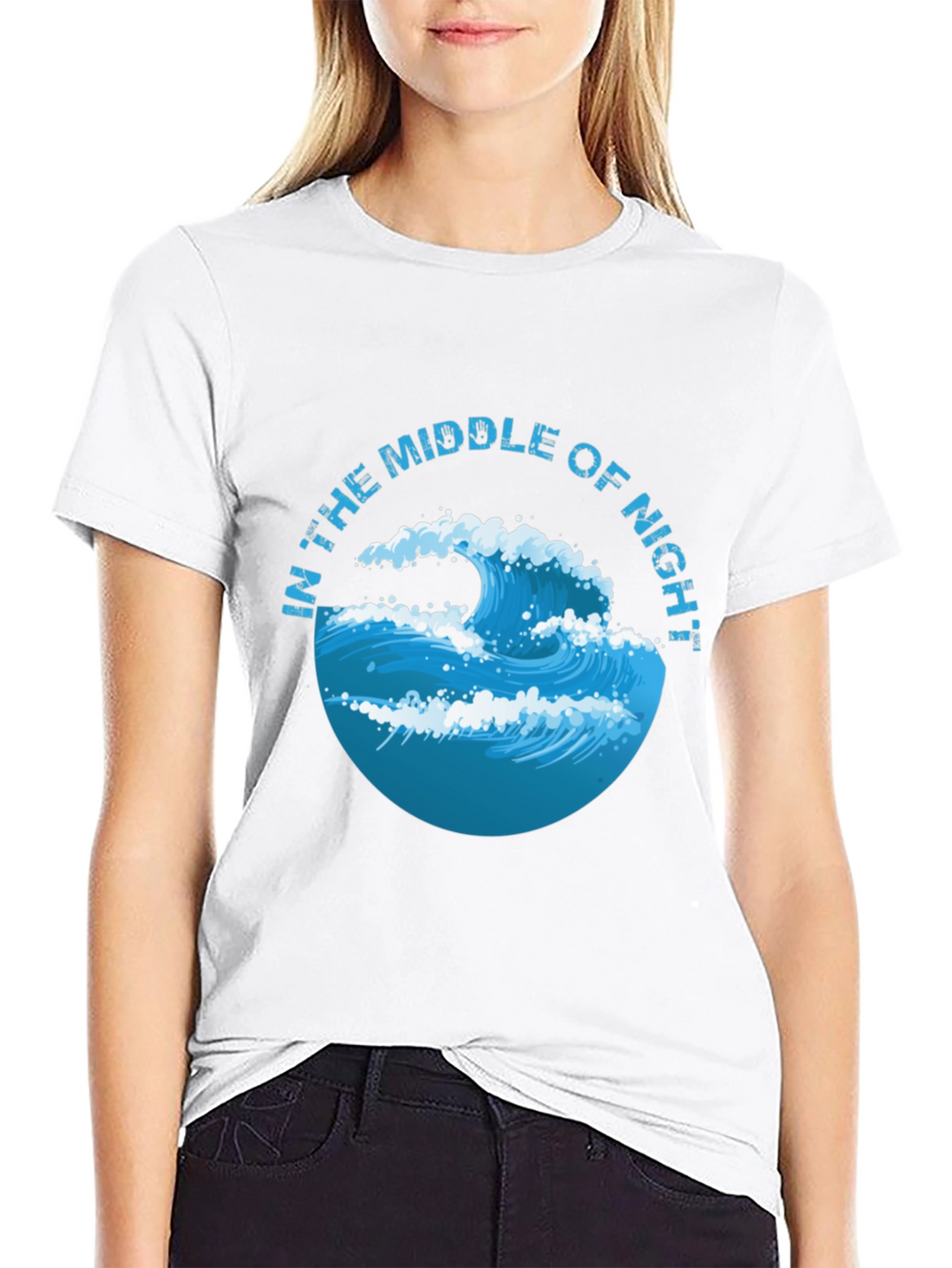 In The Middle of Night Wave Graphic Black T-Shirt