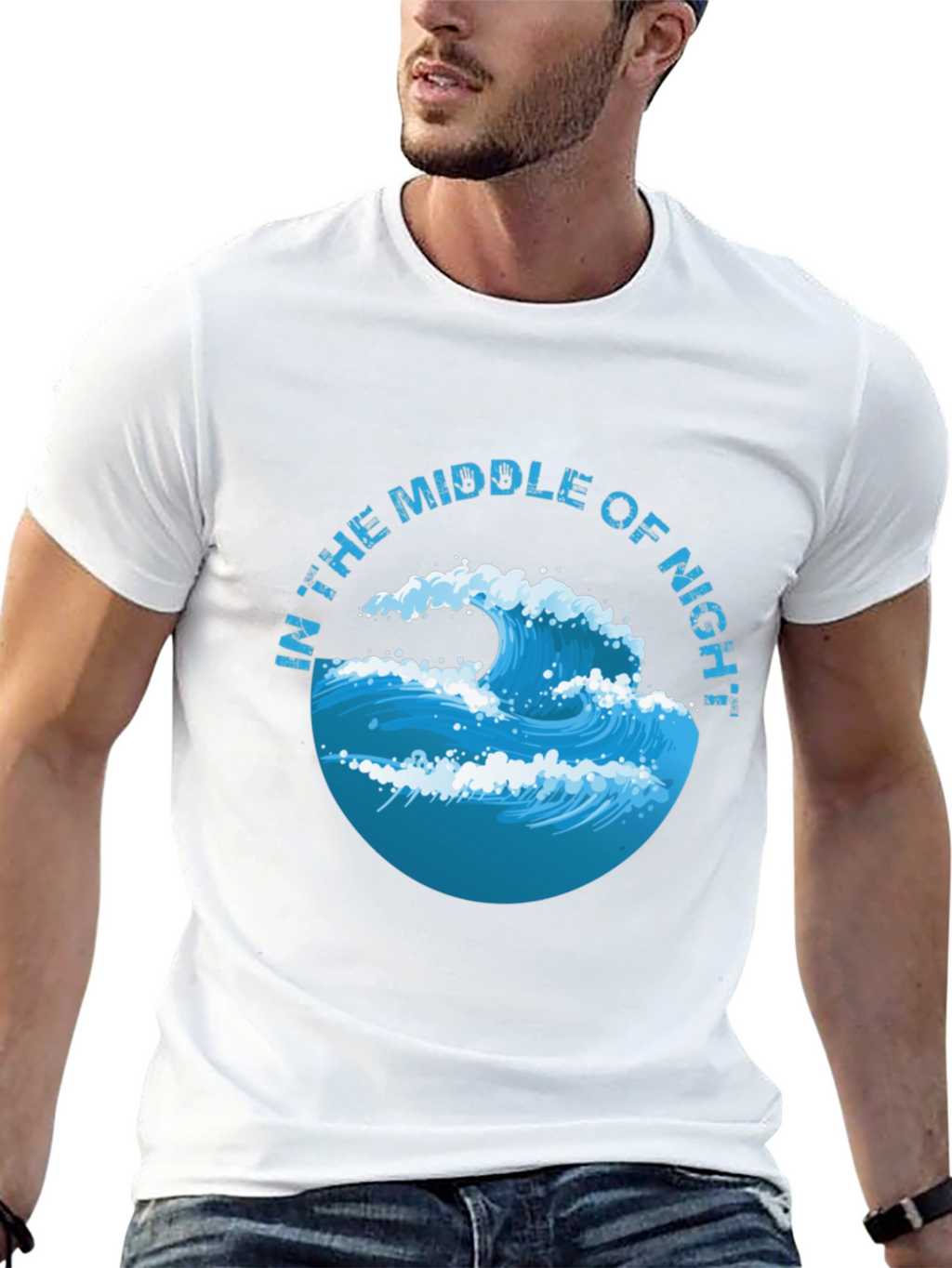 In The Middle of Night Wave Graphic Black T-Shirt