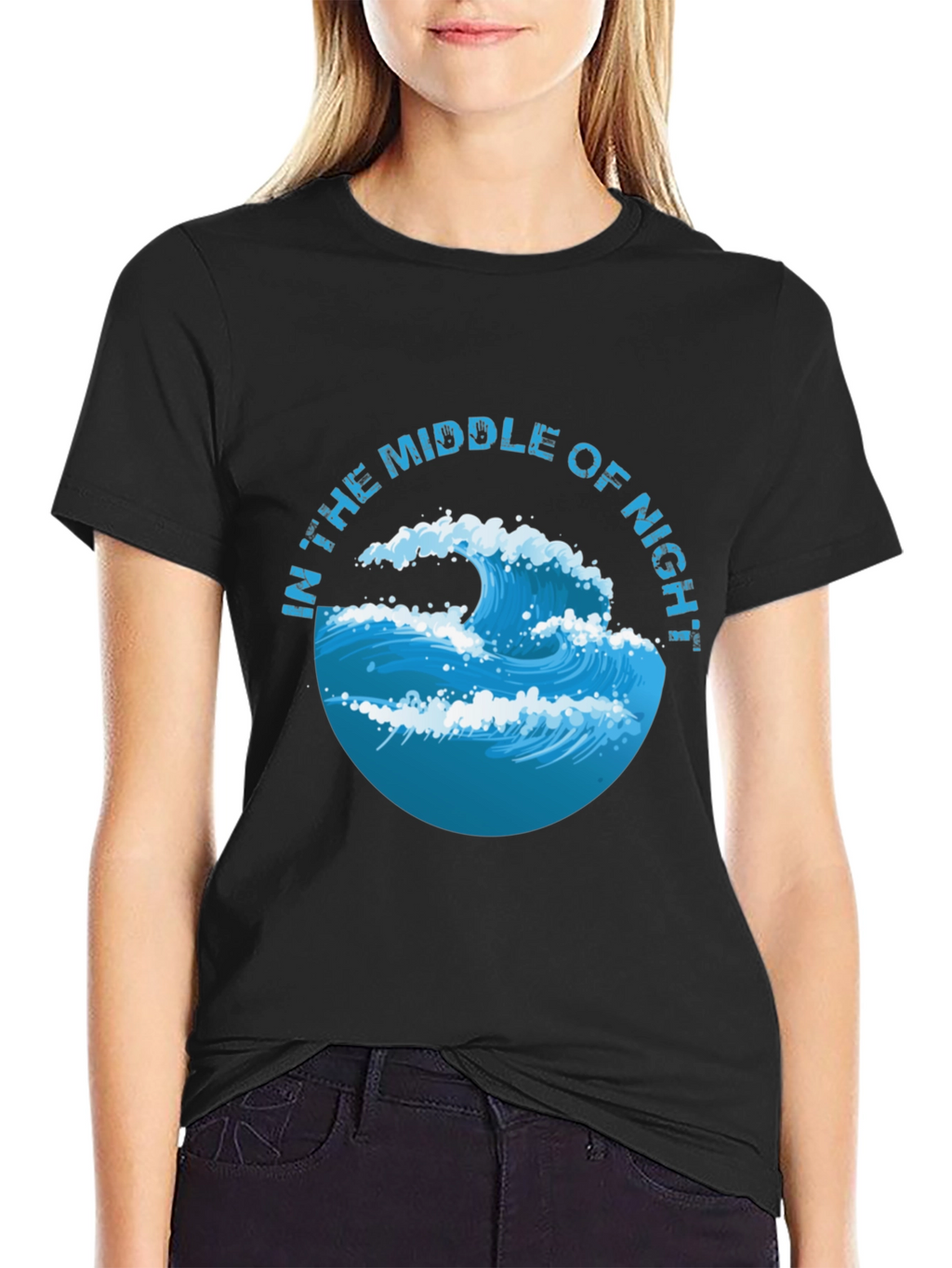In The Middle of Night Wave Graphic Black T-Shirt