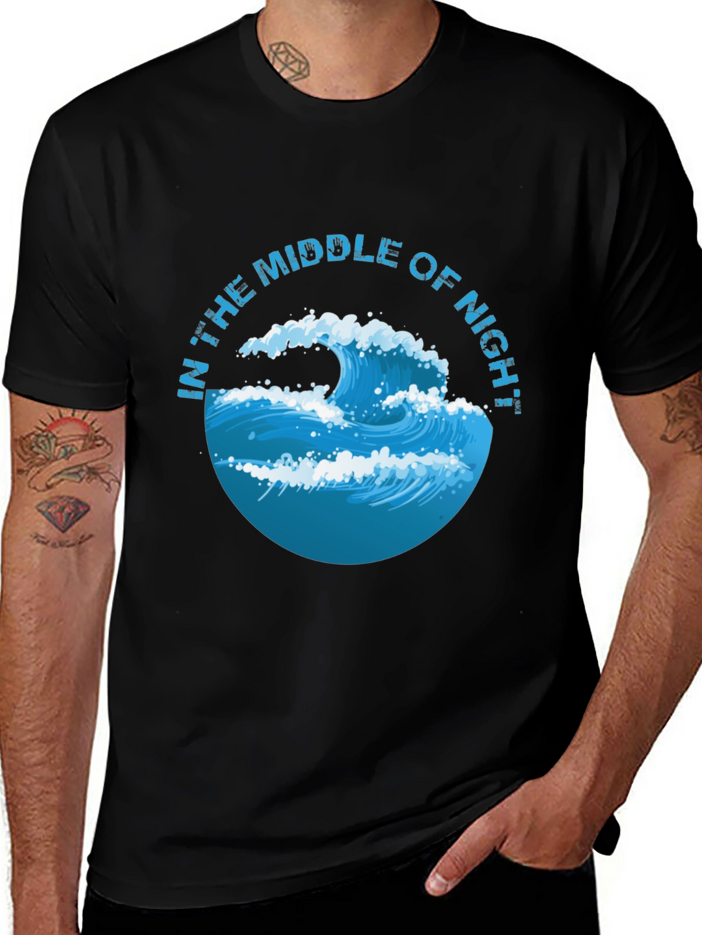 In The Middle of Night Wave Graphic Black T-Shirt