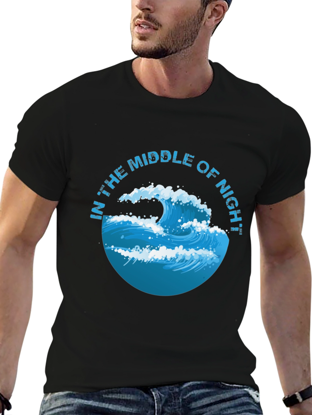In The Middle of Night Wave Graphic Black T-Shirt