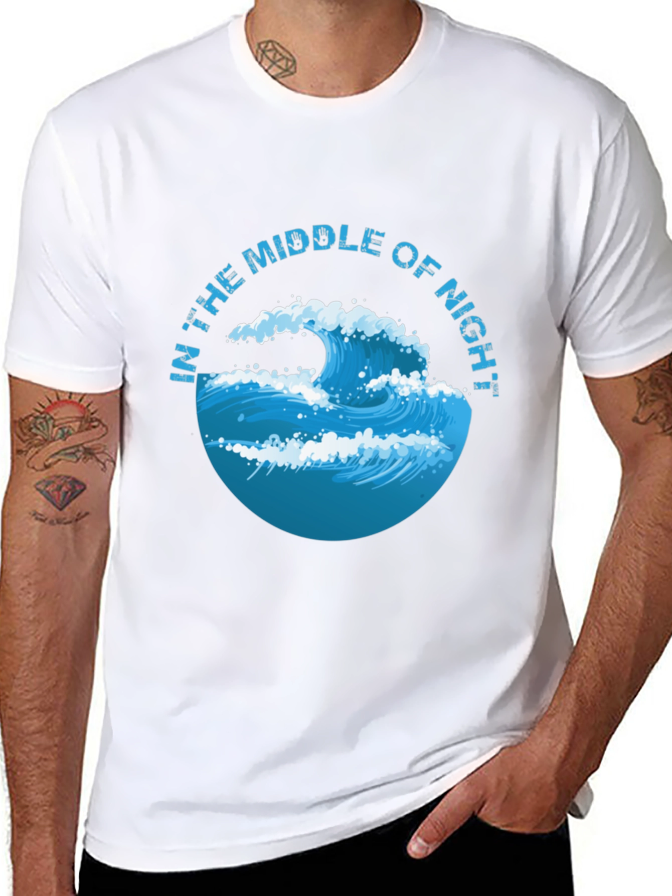 In The Middle of Night Wave Graphic Black T-Shirt