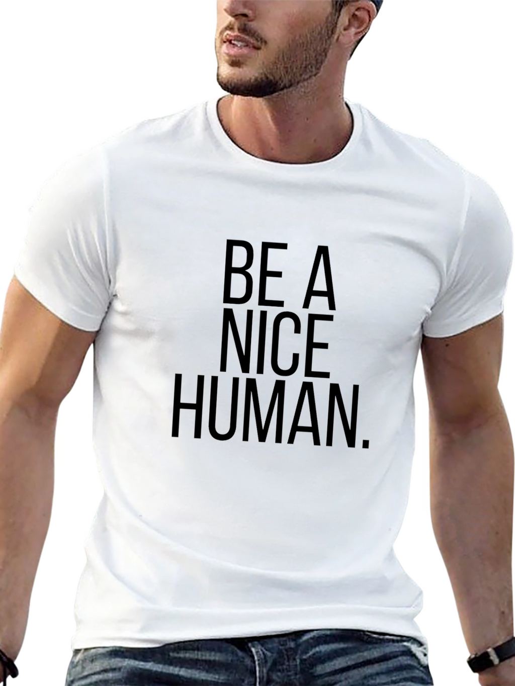 Be A Nice Human Black Graphic T-Shirt