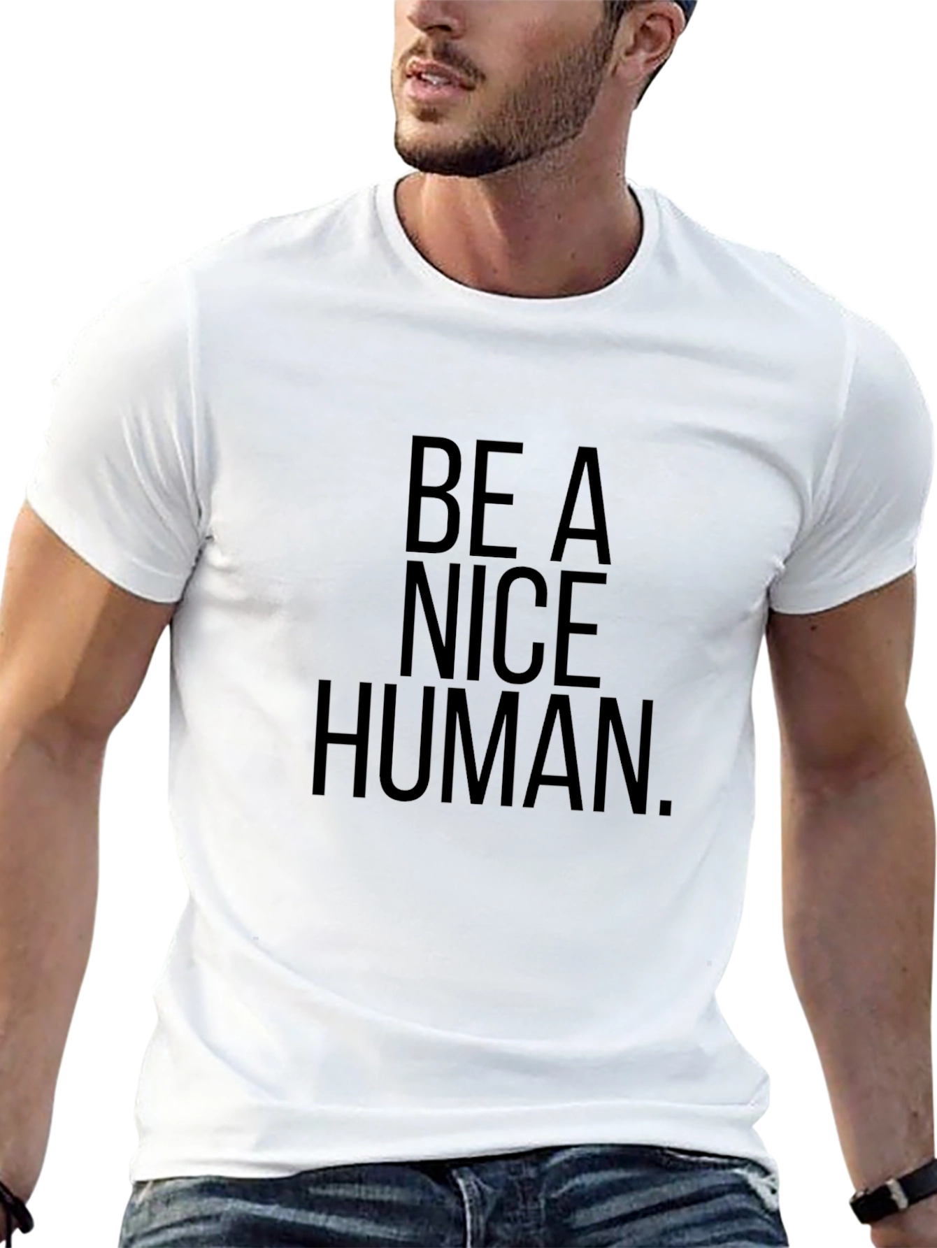 Be A Nice Human Black Graphic T-Shirt