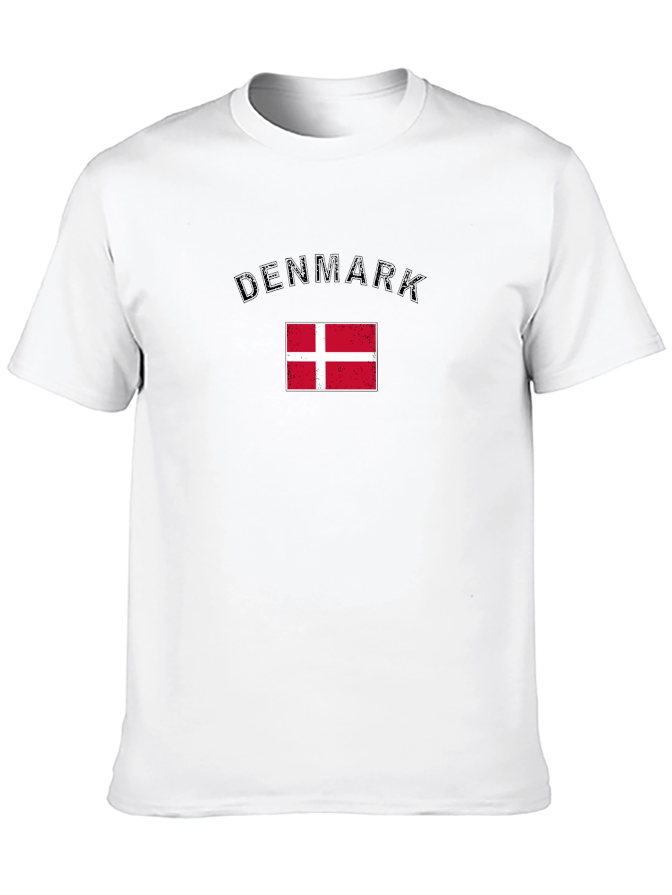 Denmark Flag T-Shirt - Black Crew Neck Tee