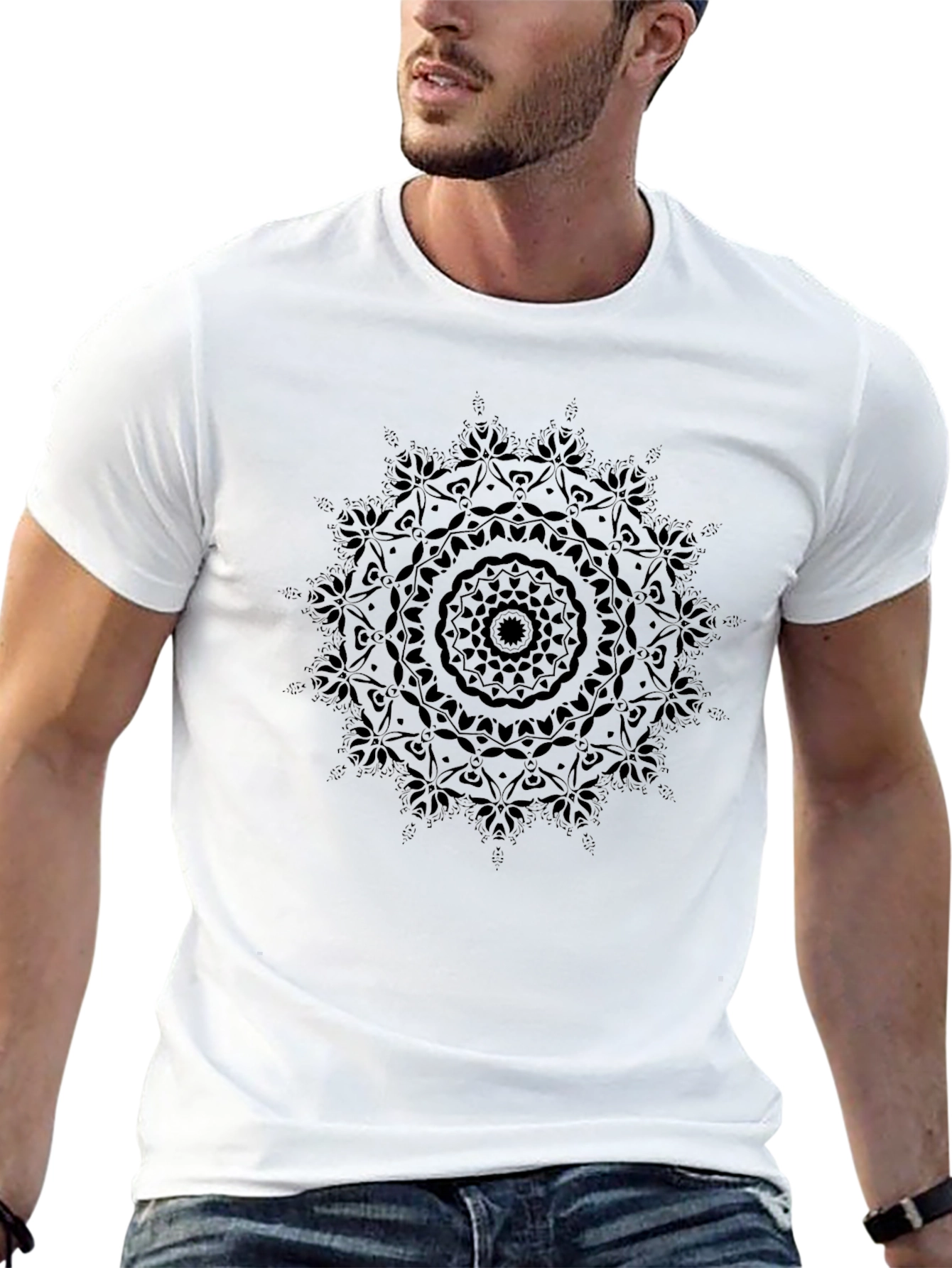 Black Mandala Graphic Tee - Soft Cotton