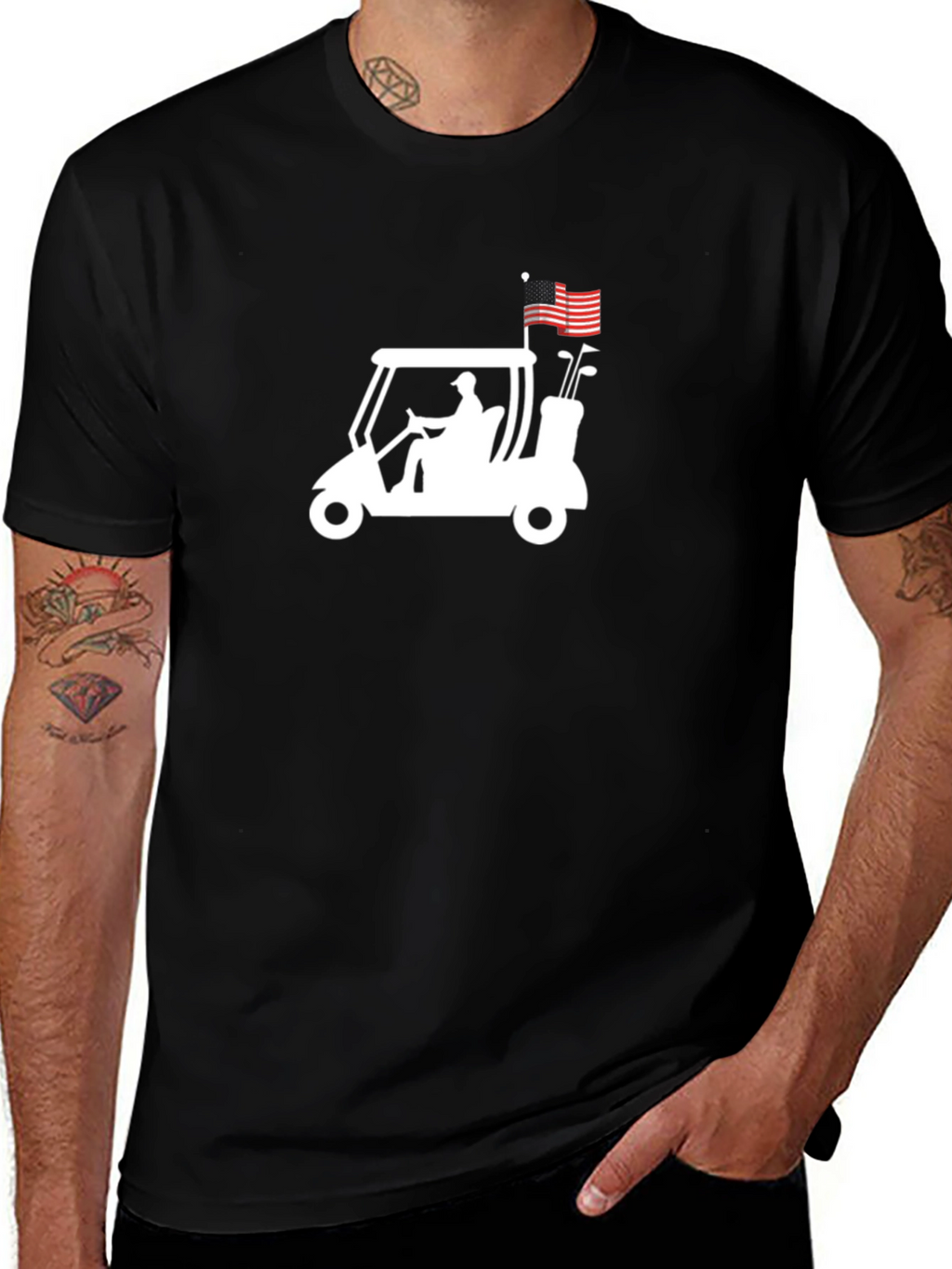 Golf Cart American Flag Graphic Tee
