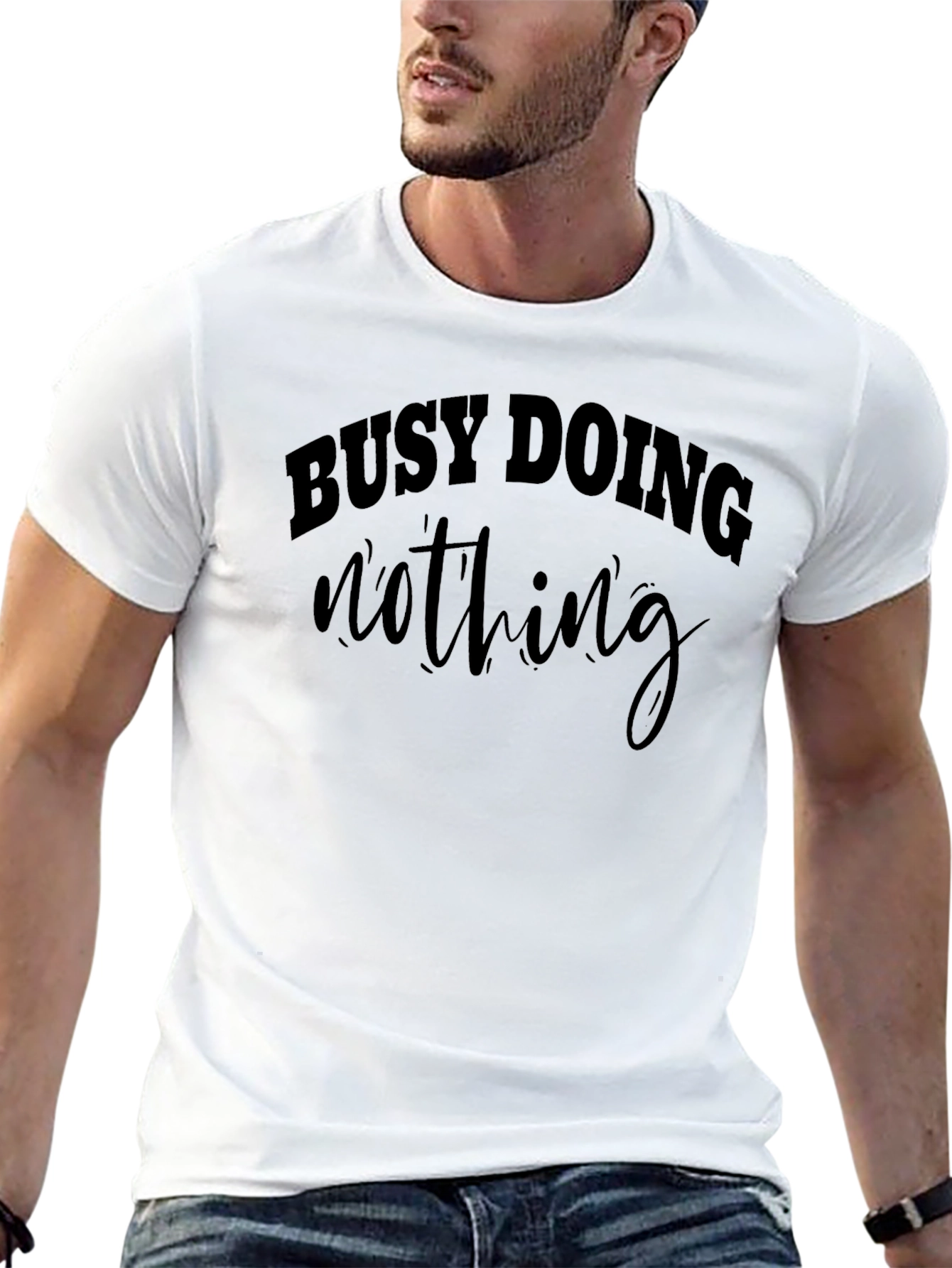 Busy Doing Nothing Graphic Tee - Black