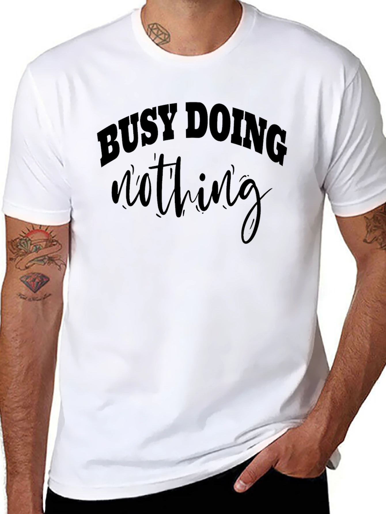 Busy Doing Nothing Graphic Tee - Black