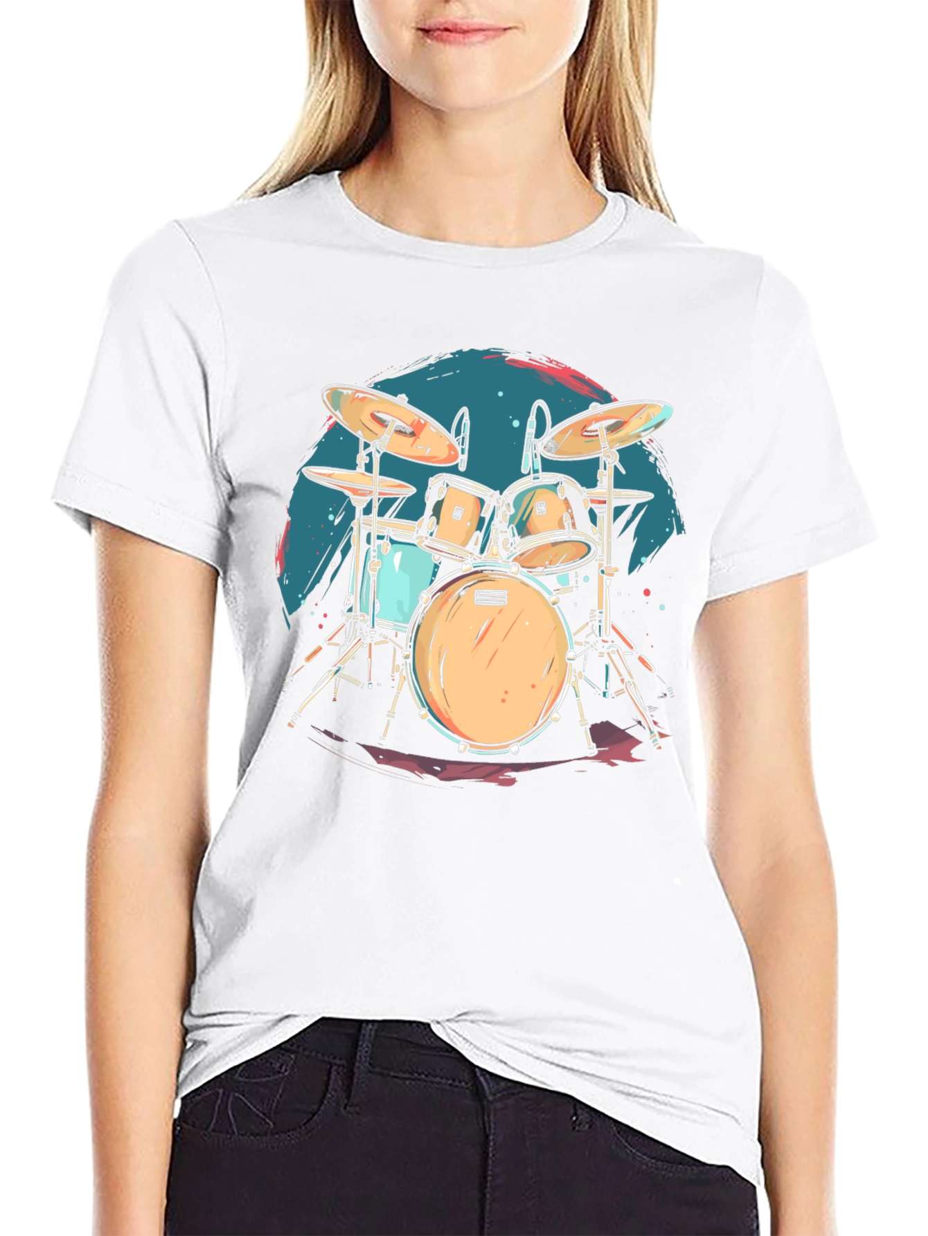 Drum Set Graphic Tee - Rock Music Shirt