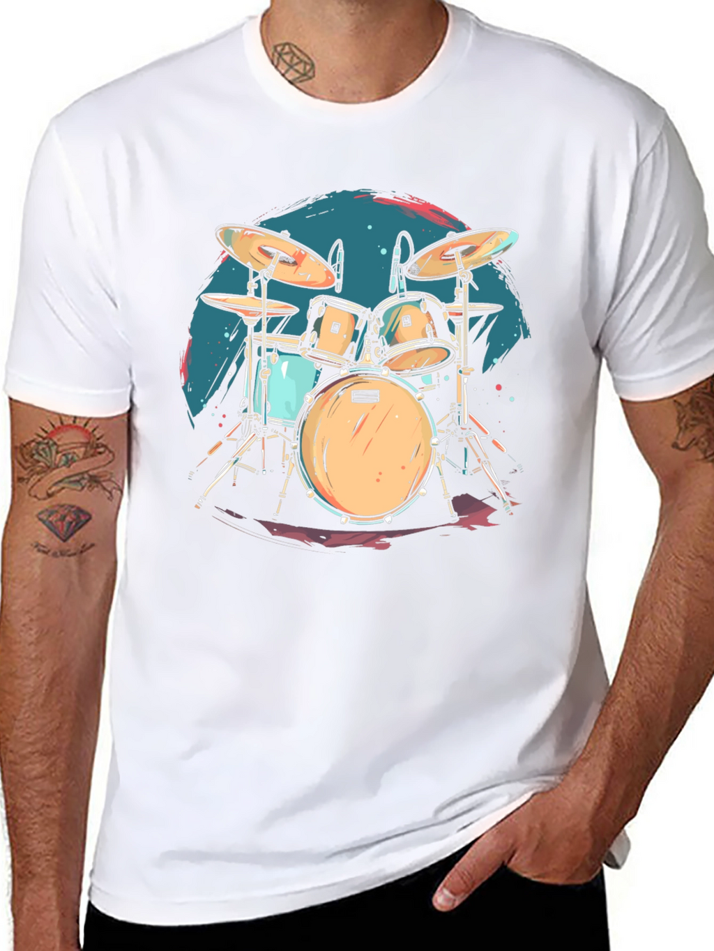 Drum Set Graphic Tee - Rock Music Shirt