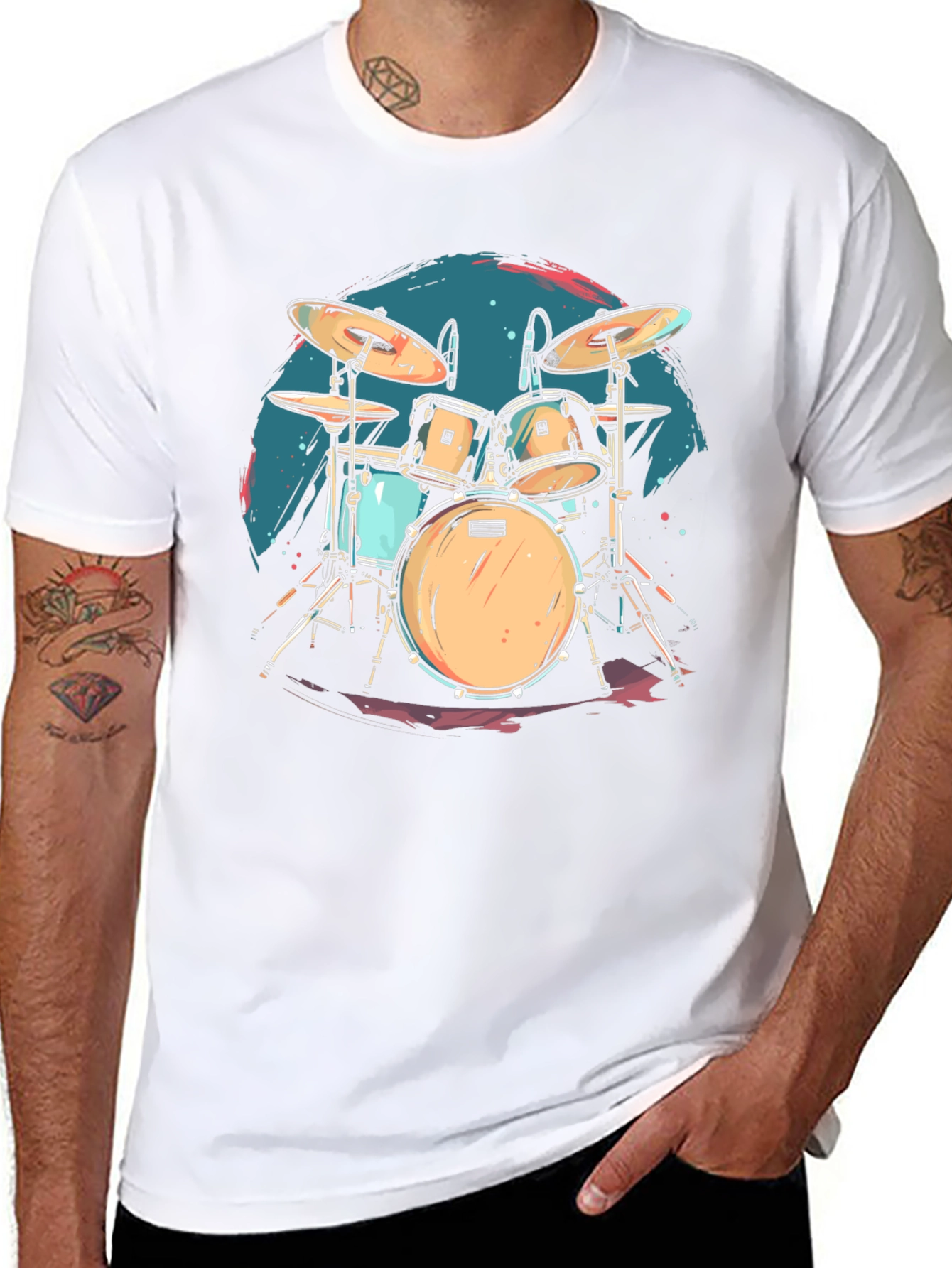 Drum Set Graphic Tee - Rock Music Shirt