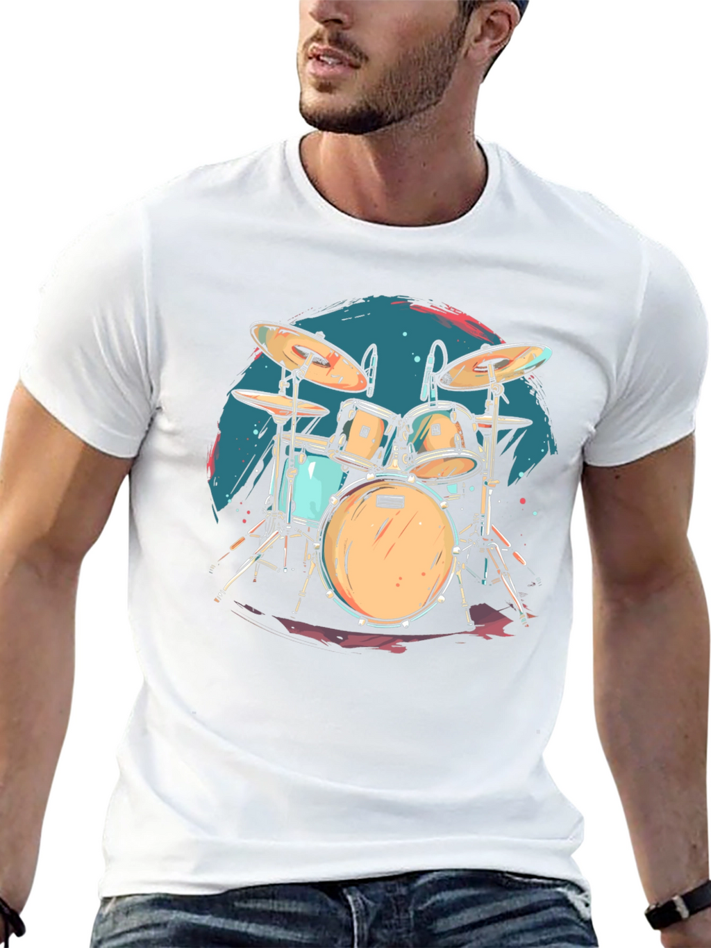 Drum Set Graphic Tee - Rock Music Shirt