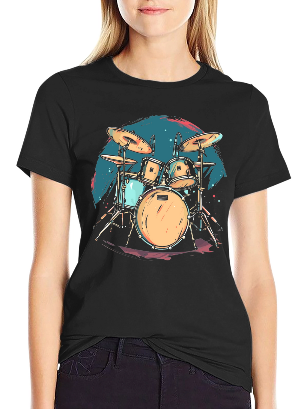 Drum Set Graphic Tee - Rock Music Shirt