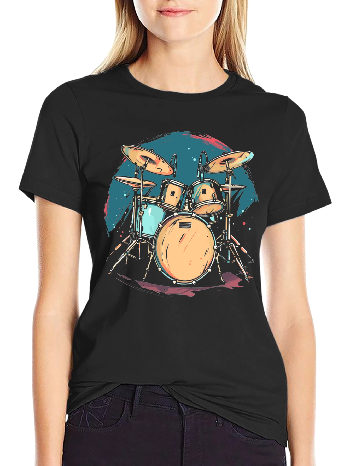 Drum Set Graphic Tee - Rock Music Shirt
