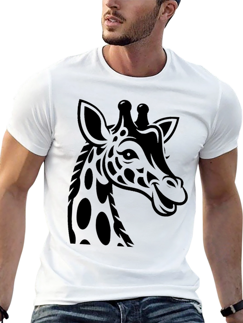 Giraffe Graphic Print Tee - Mens Black T-Shirt