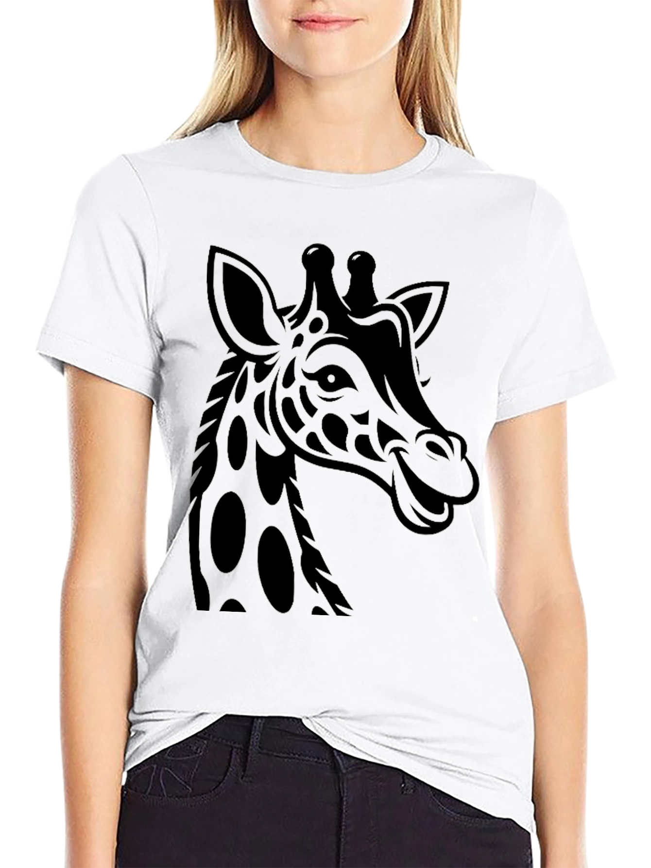 Giraffe Graphic Print Tee - Mens Black T-Shirt