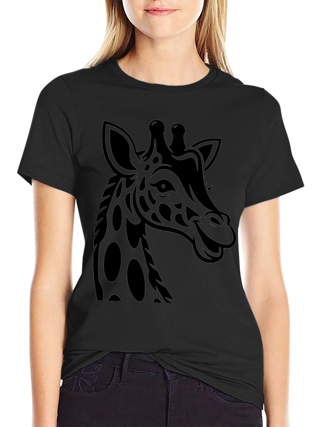 Giraffe Graphic Print Tee - Mens Black T-Shirt