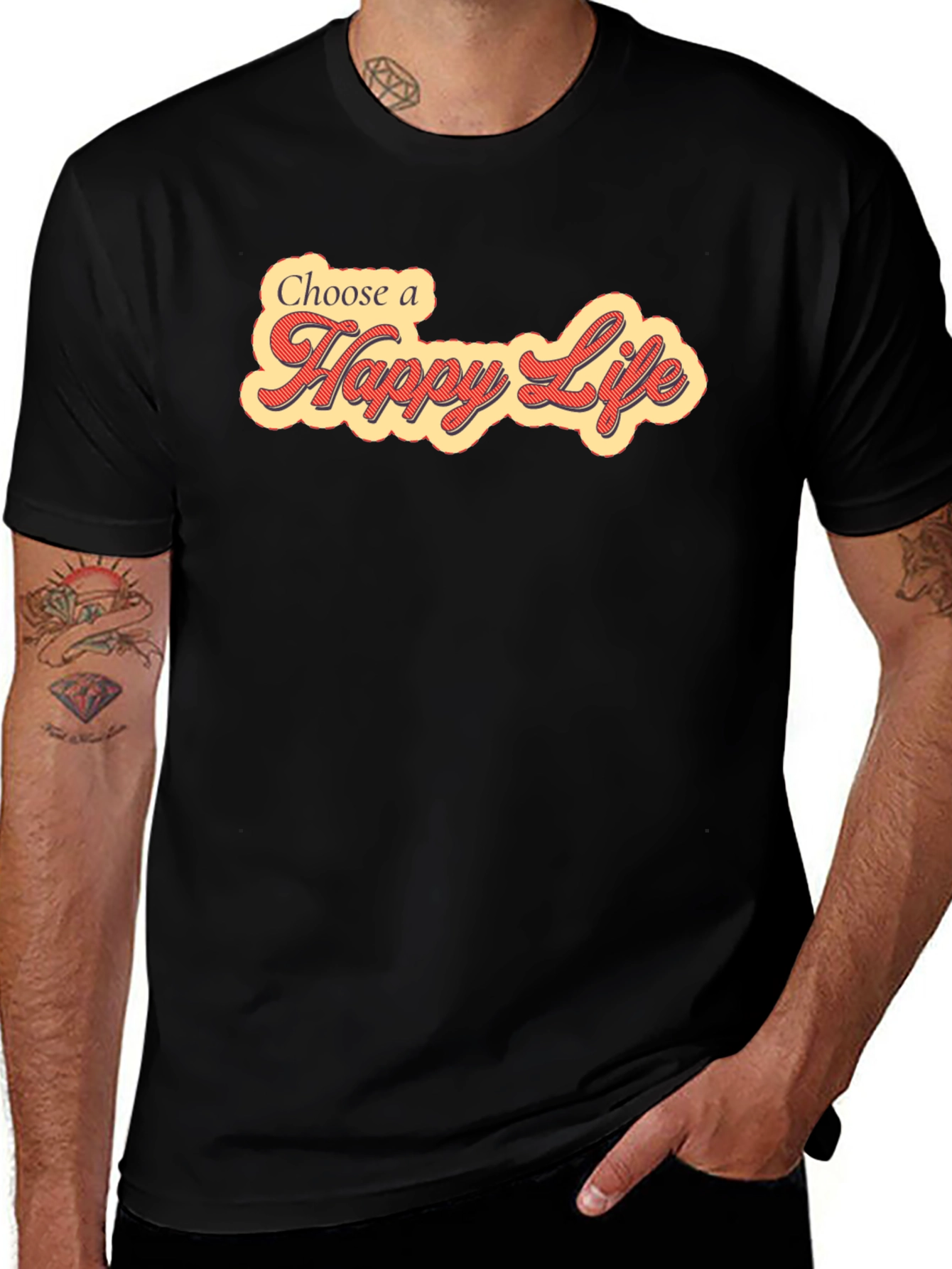 Choose a Happy Life Black Graphic Tee Shirt