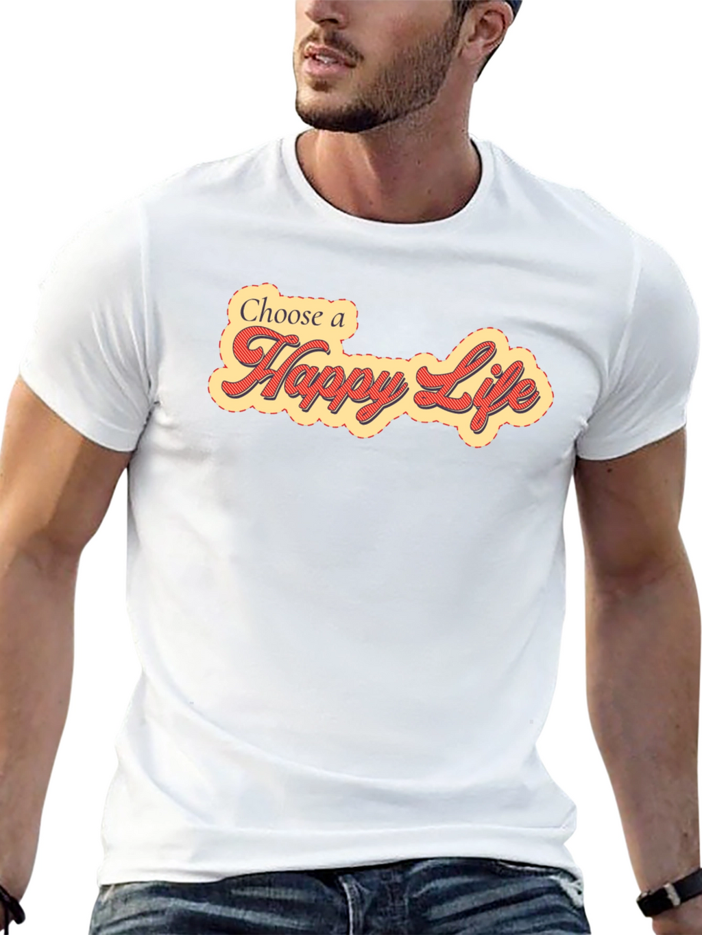 Choose a Happy Life Black Graphic Tee Shirt