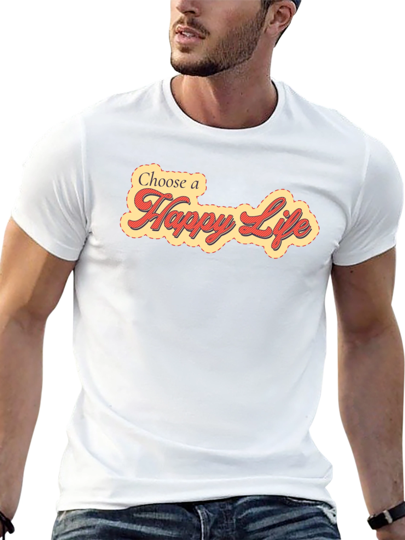 Choose a Happy Life Black Graphic Tee Shirt