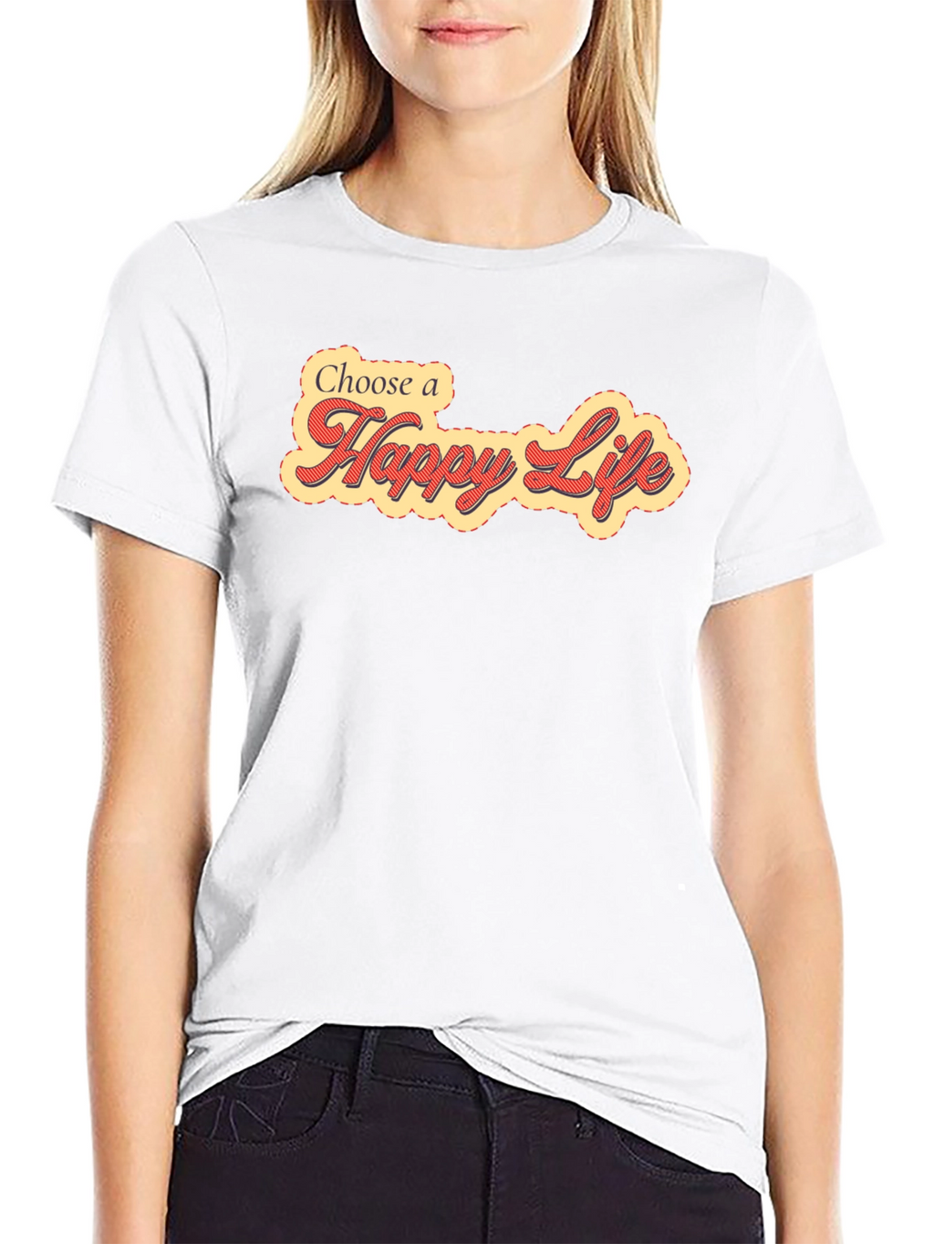 Choose a Happy Life Black Graphic Tee Shirt