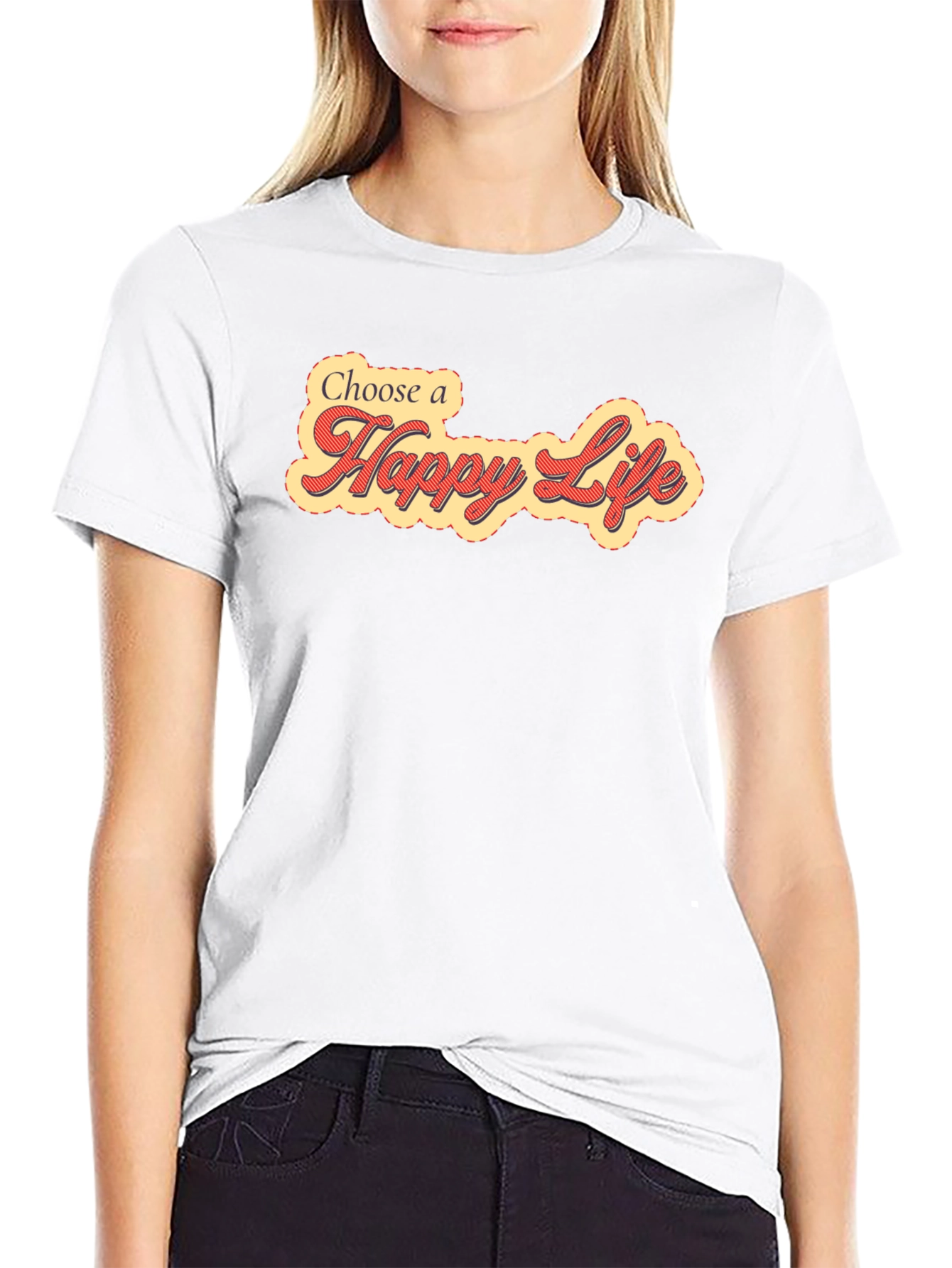 Choose a Happy Life Black Graphic Tee Shirt