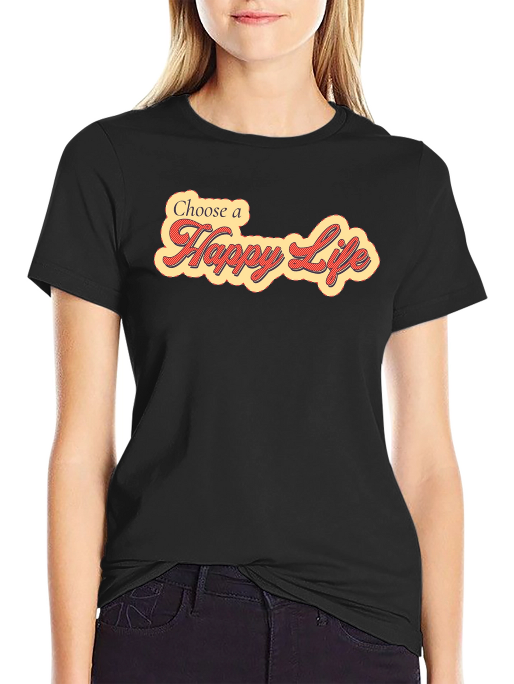 Choose a Happy Life Black Graphic Tee Shirt