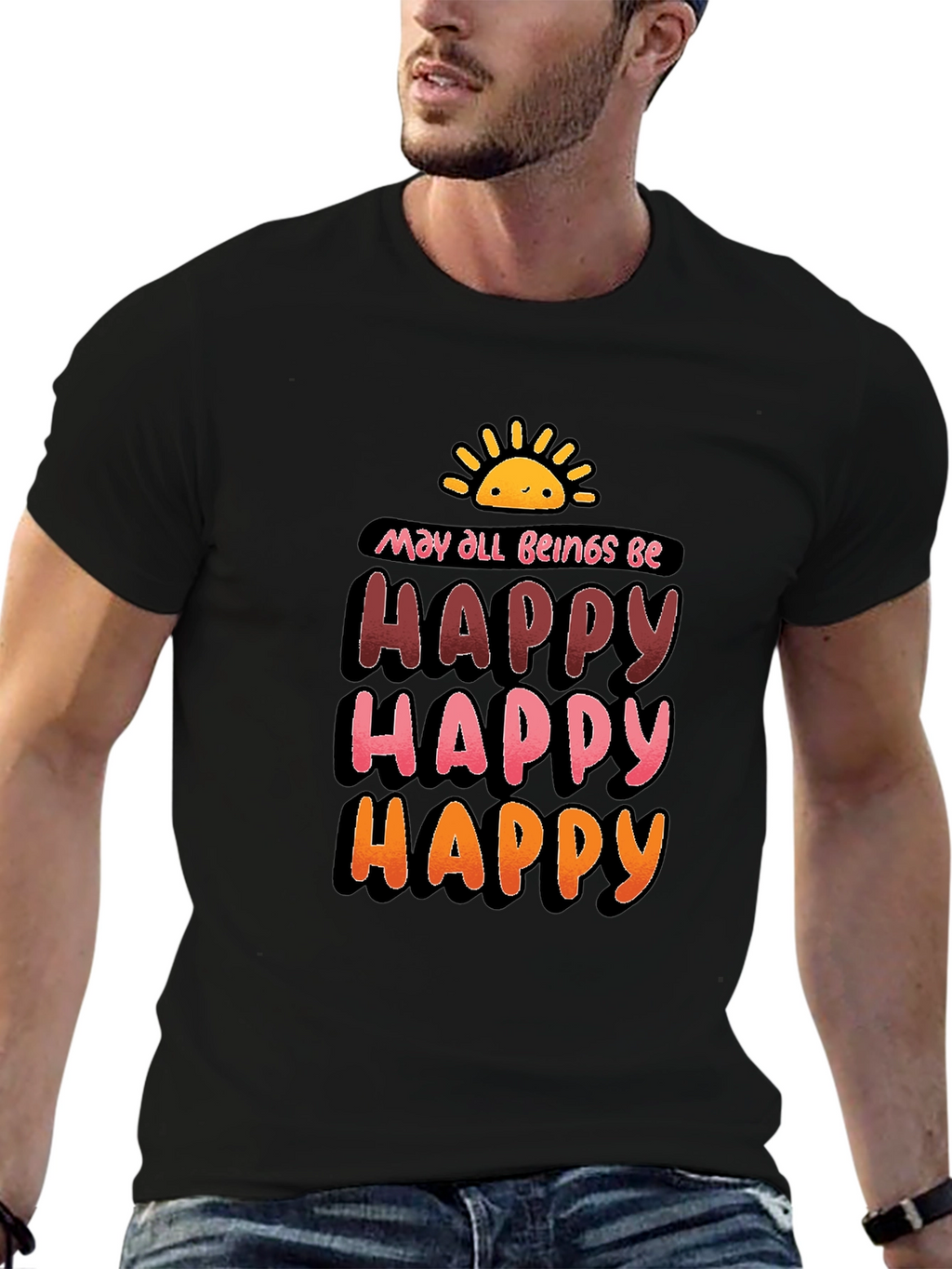 May All Beings Be Happy Graphic T-Shirt