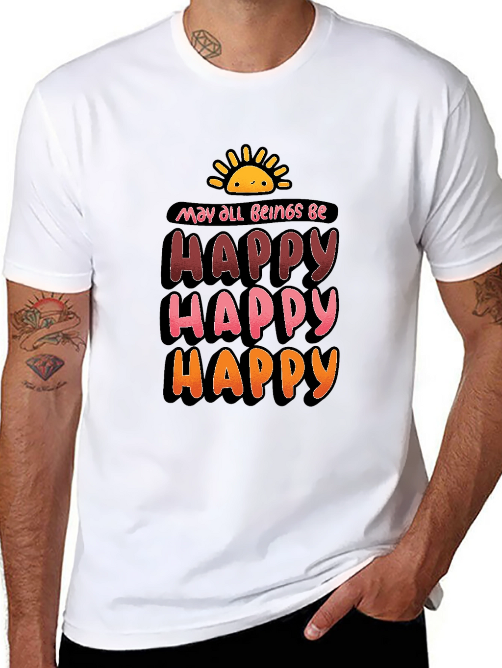 May All Beings Be Happy Graphic T-Shirt
