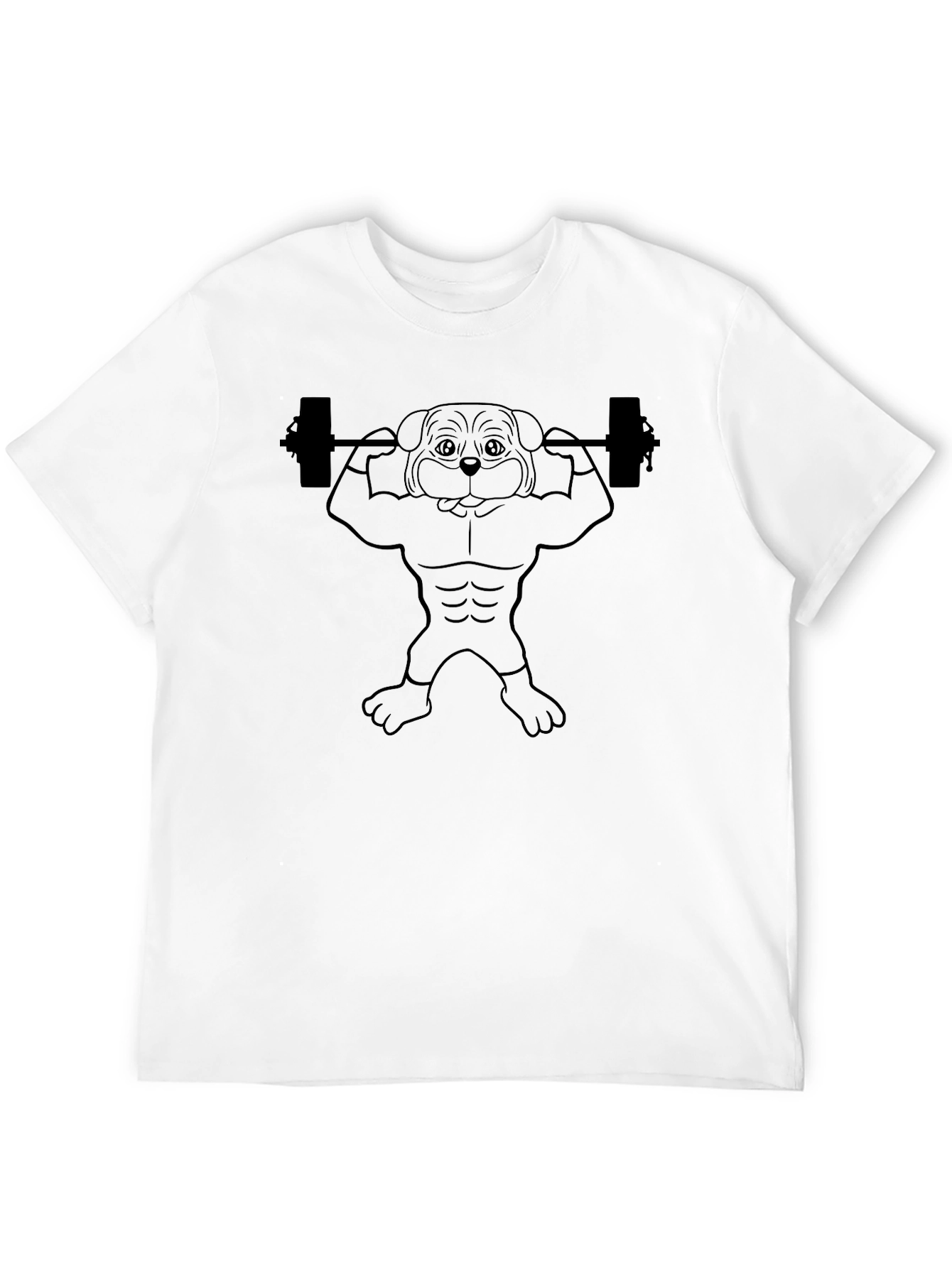 Funny Dog Lifting Weights Graphic T-Shirt