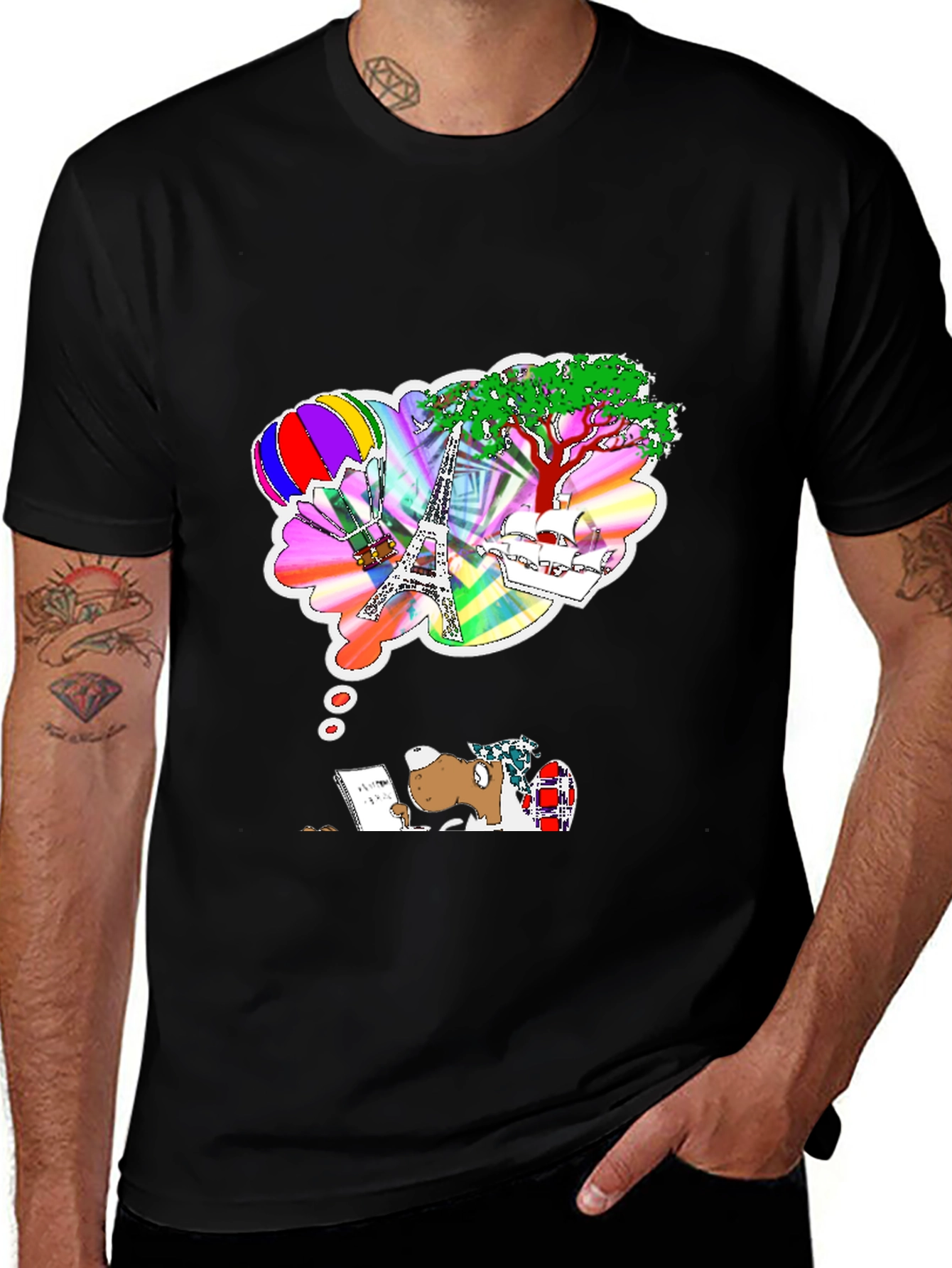 Dreamy Writer Graphic Tee - Eiffel Tower Balloon