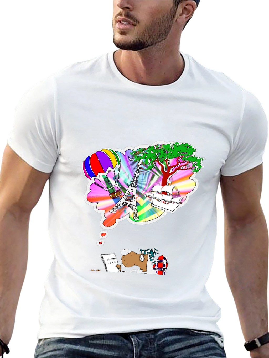 Dreamy Writer Graphic Tee - Eiffel Tower Balloon