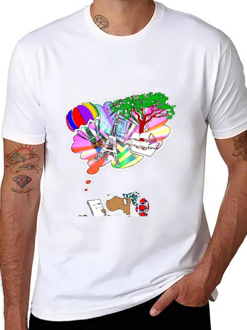 Dreamy Writer Graphic Tee - Eiffel Tower Balloon