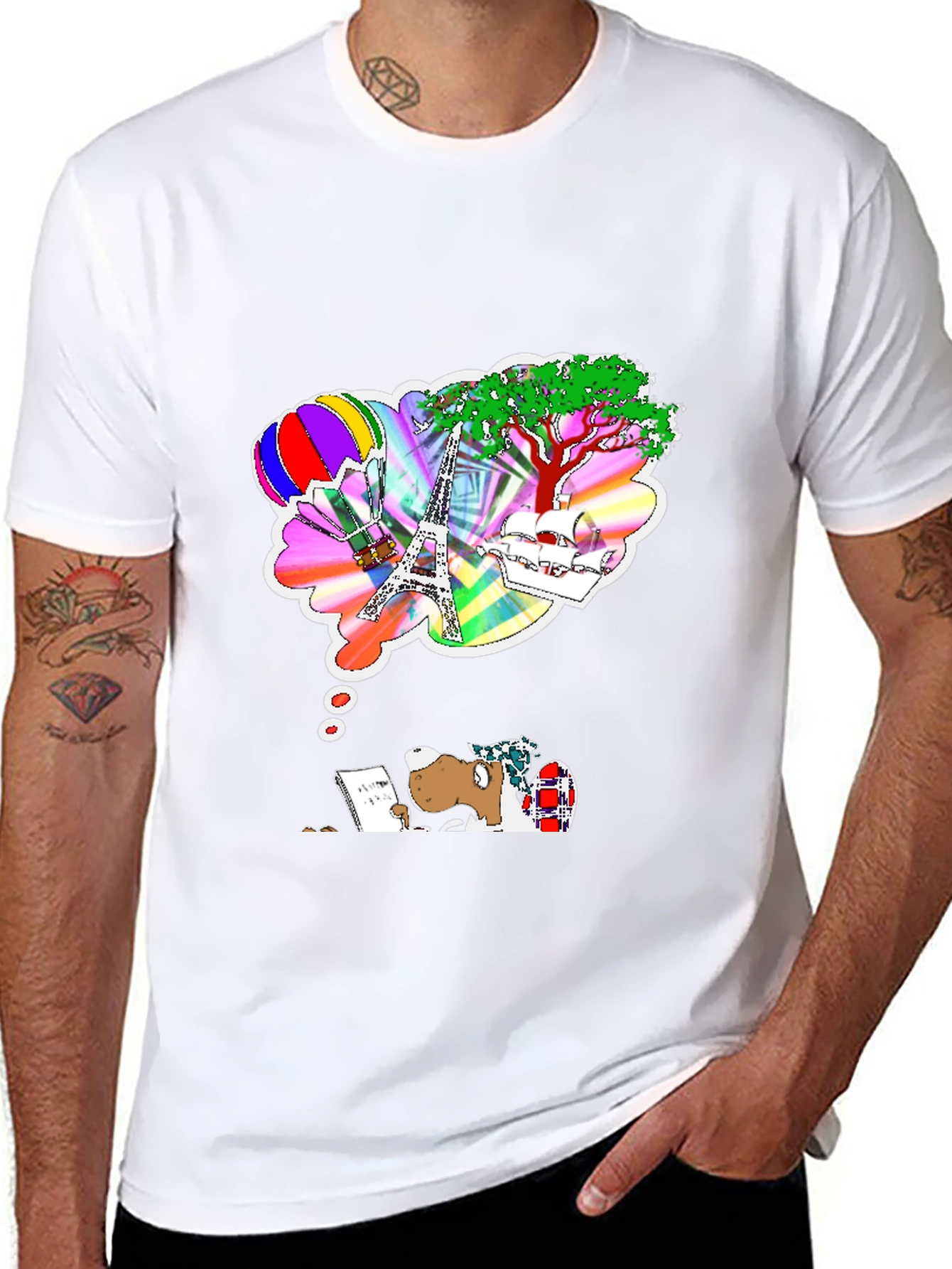 Dreamy Writer Graphic Tee - Eiffel Tower Balloon