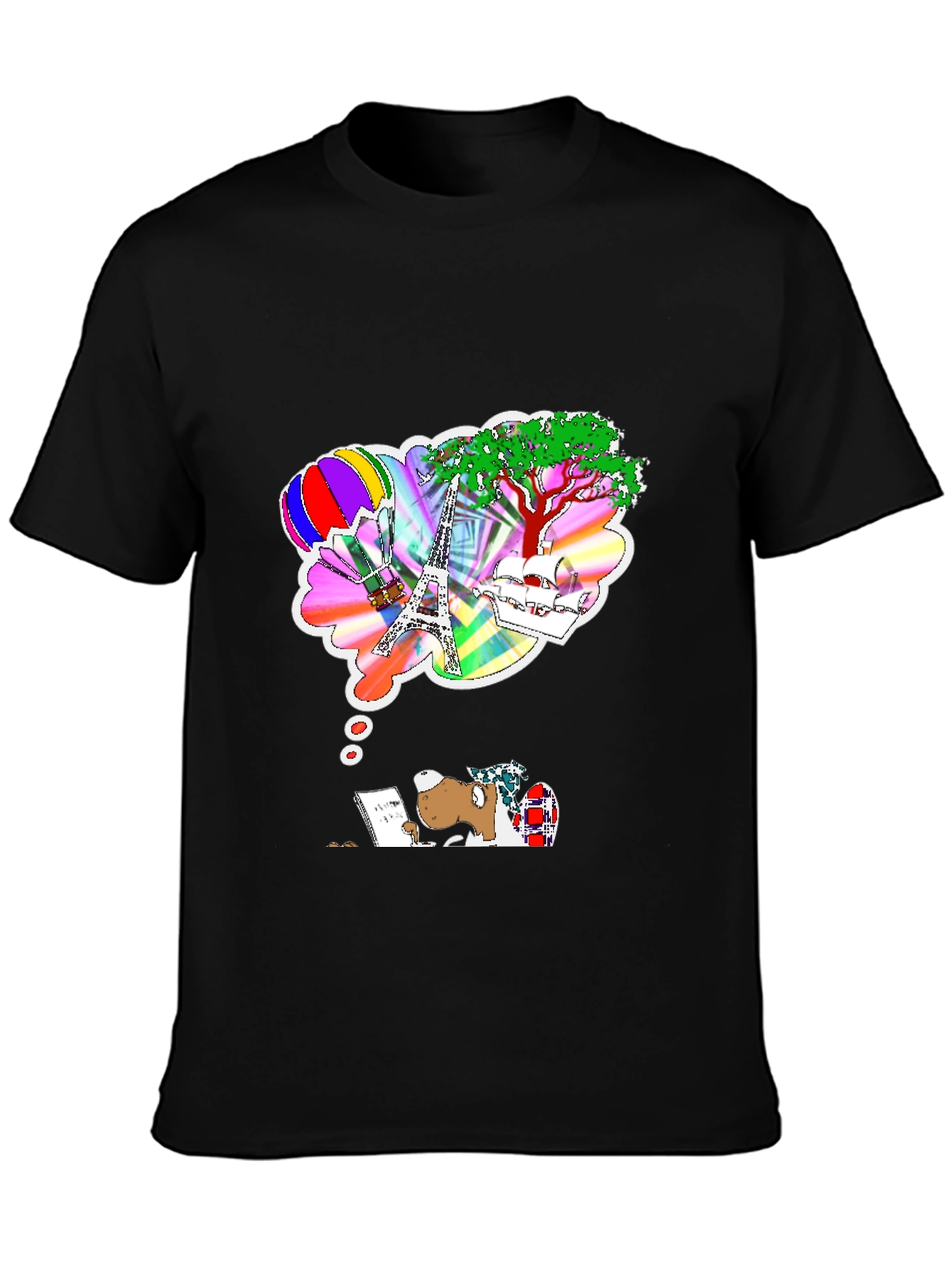 Dreamy Writer Graphic Tee - Eiffel Tower Balloon