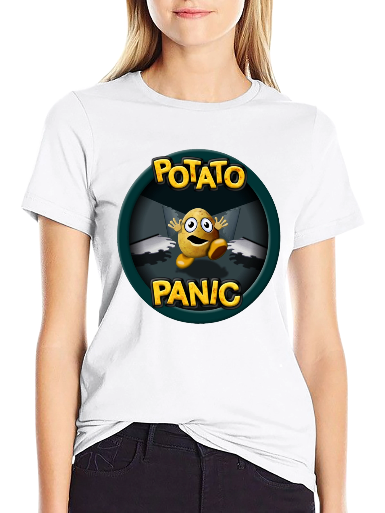 Potato Panic Graphic T-Shirt - Black Cotton Tee
