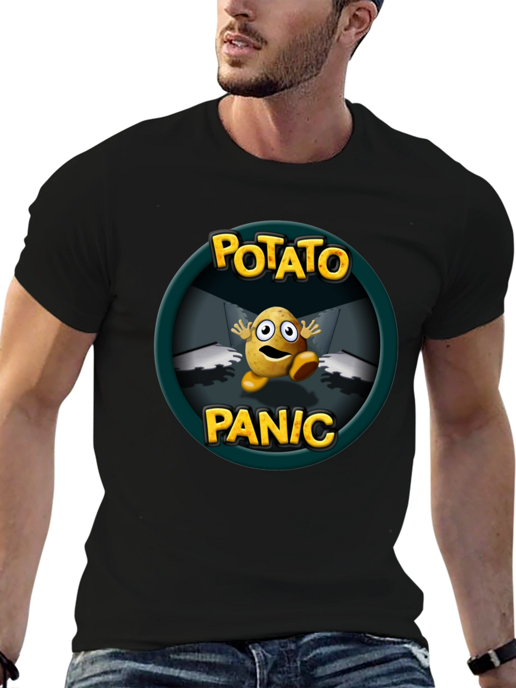 Potato Panic Graphic T-Shirt - Black Cotton Tee