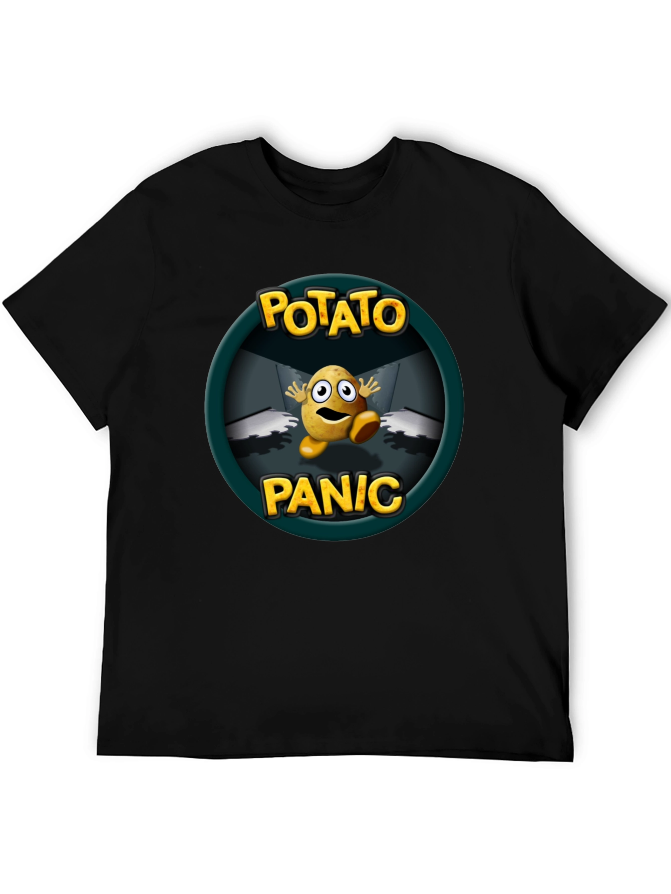 Potato Panic Graphic T-Shirt - Black Cotton Tee